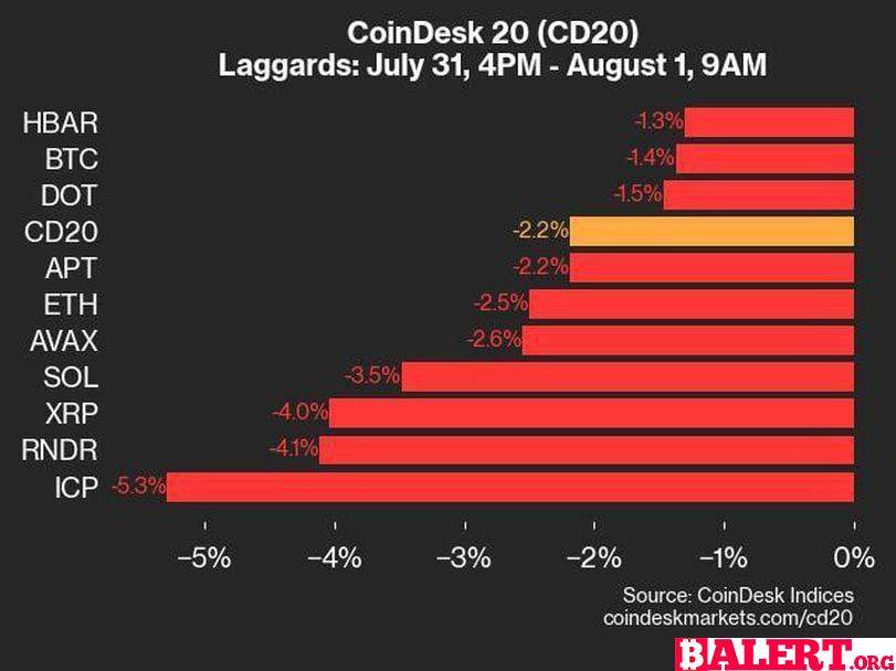 CoinDesk Indices Daily Market Update: Leading and Lagging Assets